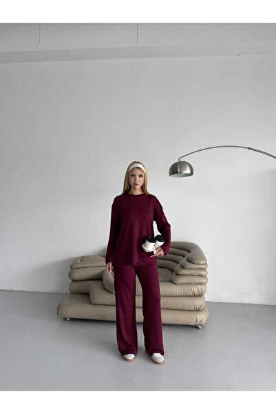 NOTCHTR Women's Oversize Plain Modal Fabric Crew Neck Long Sleeve Basic Two-Piece Set