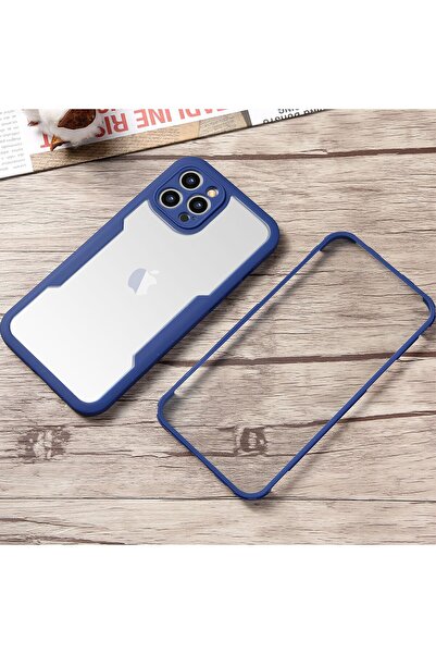 Flippy Max Defence Case for iPhone 12 Pro Max - Blue Bumper, Double Transparent Front, Full 360° Protectio