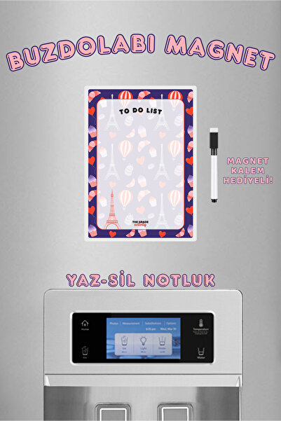 The Grade Yaz Sil Paris Temalı To Do List Buzdolabı Notluk Mutfak Dekorasyon ...