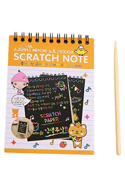 Flippy Carte de răzuit, Scratch magic DIY, 12 coli, Curcubeu, Creion din lemn...