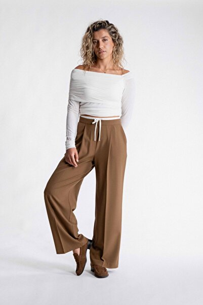 SEPANU COLLECTION Women's Double Waist Detailed Camel Palazzo Pants