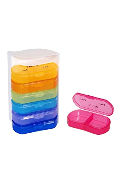 OEM Set of 7 Multicolored Pill Boxes for the Days of the Week, 7 x 10 cm