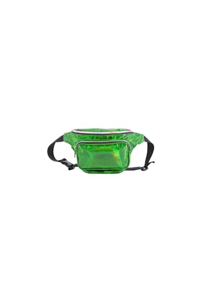 SOHO Shiny Waist Bag with 3 Zippered Exterior Pockets, Green