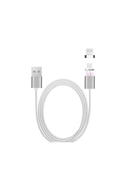 Bibilel Cablu magnetic de date/încărcare 2 în 1 Micro USB, compatibil cu Appl...