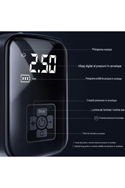 Flippy Wireless Air Pump, Flippy, Portable, 150 PSI, For Tires and Balls, 2000 mAh Battery, Display