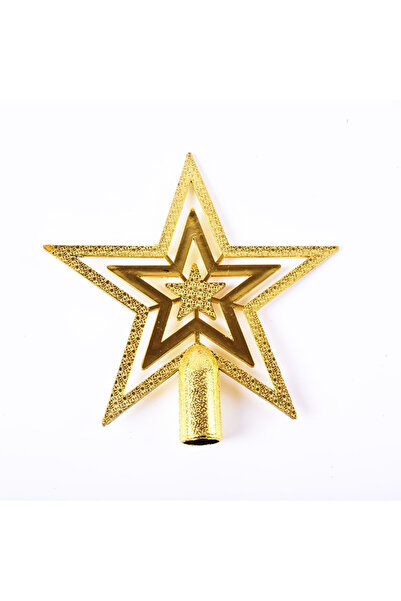 Toolsy Vârf decorativ pentru brad de Crăciun, auriu, formă de stea, cu efect ...