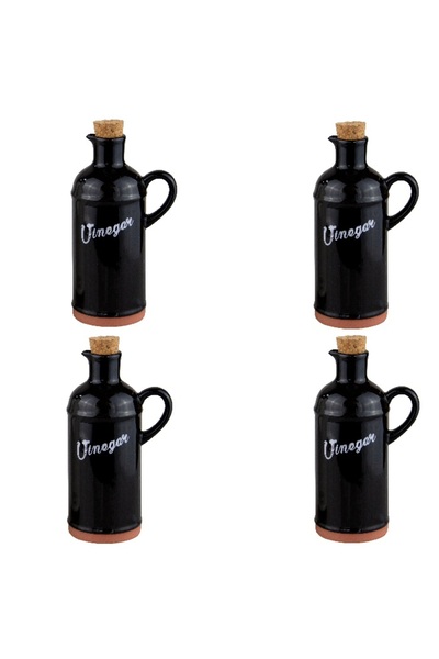 Culinaro Set 4 sticle portelan pentru otet HELLA BLACK WHITE 430ml