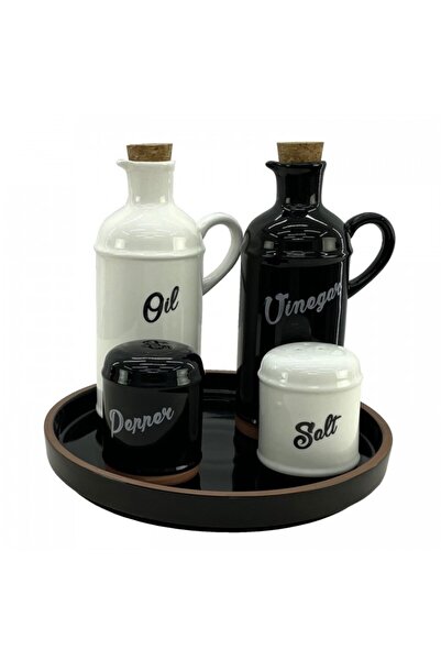 Culinaro Oliviera HELLA BLACK 5 piese din portelan, sticla 400ml cu suport