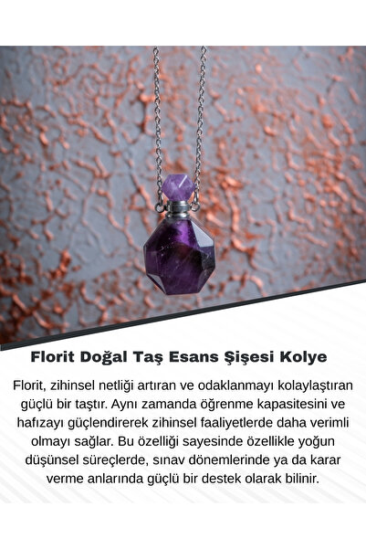 Saff Doğal Taş قلادة زجاجة من الأحجار الطبيعية الفلوريت