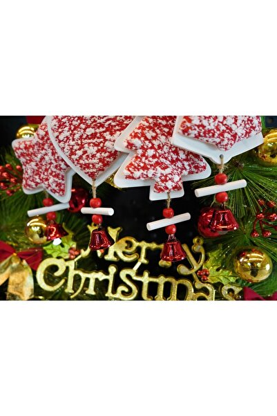 Bibilel Tweed star Christmas tree ornament Bibilel, white/red, wood, 18 cm