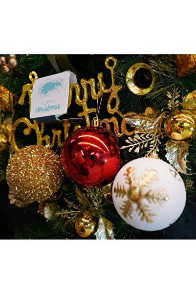 Bibilel Set of 12 Ball Christmas Ornaments, White/Red, Polystyrene, Glitter Finish