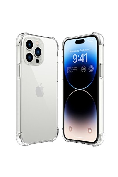 bzstore Husă compatibilă cu iPhone 14 Pro, Antișoc, Silicon transparent, Cu p...