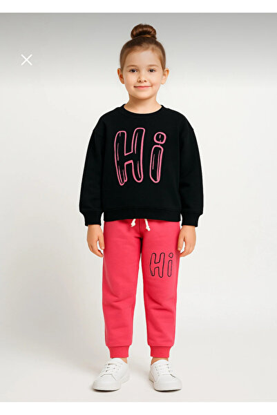 KGN GİYİM Girls' Seasonal Cotton Top and Bottom Tracksuit Set