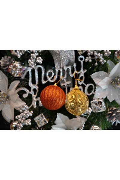 Flippy Set de 12 ornamente brad, Flippy, de tip Glob, Cupru/Auriu, din polistiren, sclipitor, 6x23x18 cm