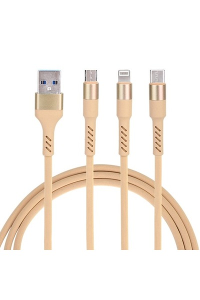 Bibilel Cablu de încărcare 3 în 1, compatibil cu Apple, micro USB, Tip-C, galben