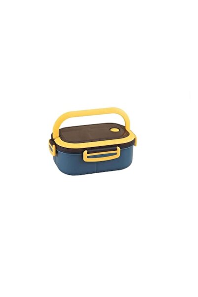 OEM Lunch Box with Cutlery, 1.2 L, 14 x 21 cm, Plastic, Handle, Blue/Yellow