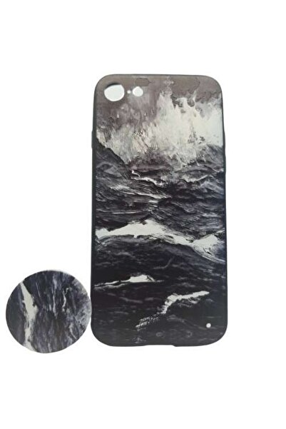 Flippy Θήκη Apple iPhone X/XS Πολύχρωμη Κυματοειδής Θήκη + Popsocket που Περι...