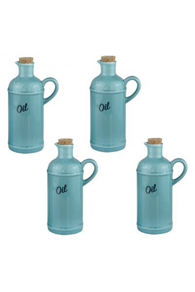 Culinaro Set 4 sticle din portelan HELLA BLUE pentru ulei 430ml