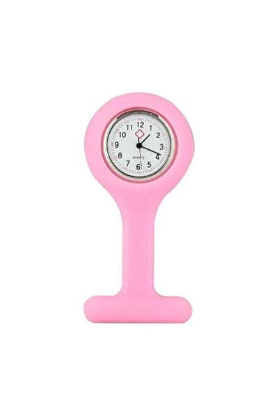 Bibilel Mini brooch watch for nurses/doctors, silicone tunic brooch, pink (BBL616)