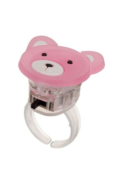 SOHO Inel reglabil din plastic cu lumini, model ursuleț de pluș, roz