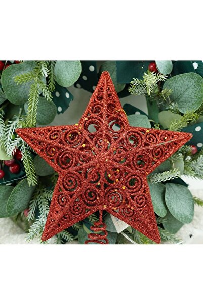 Flippy Decorative Christmas tree topper, Red, Star-shaped, spiral, Plastic/Metal, 19 cm x 23 cm,