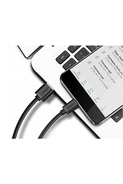 Ugreen US287 USB-C to USB-C Data Cable, Quick Charge 3.0, 3A, 50 cm, 480 Mb/s, Black, PVC