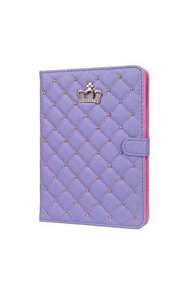 Bibilel Book-style case for iPad 2017 9.7 inch in synthetic leather Luxury Crown Bling, Purple