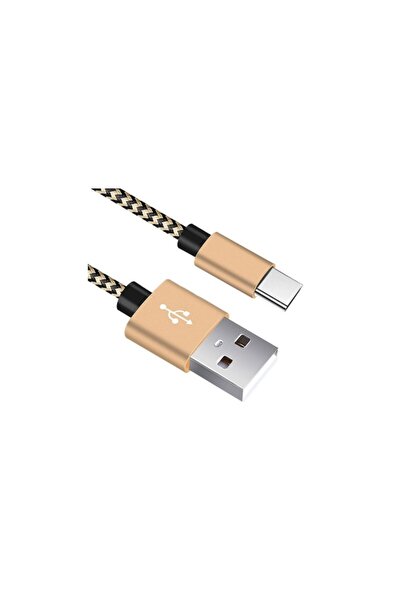 SOHO Cablu de încărcare USB 3.1 tip C, lungime 3 m, ranforsat, auriu cu negru
