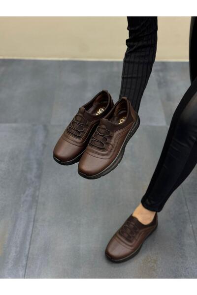 DİVA Brown Leather Lycra Women's Orthopedic Shoes