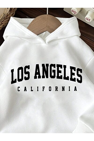 AFROGİYİM Φούτερ με κουκούλα με στάμπα Los Angeles με 2 κλωστές