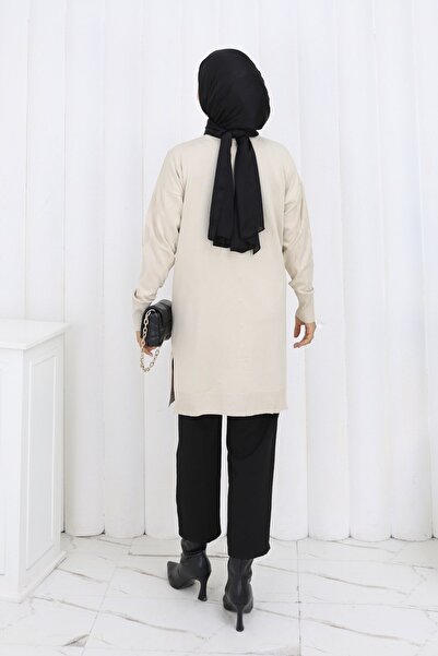 benguen Μακριά ζακέτα με σχέδιο N3239 Χρώμα πέτρας