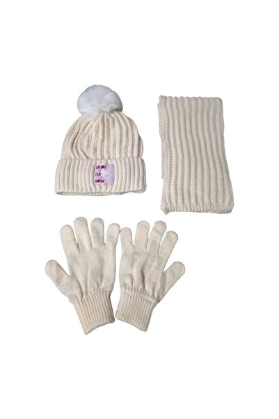 Aware Time Kitti 9-15 Years Old Girls' Fleece Scarf, Beanie, Gloves 3-Piece Set