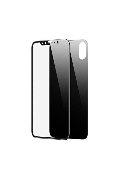OEM Tempered Glass Front-Back Screen Protector Compatible with iPhone X/XS in Black-Transparent