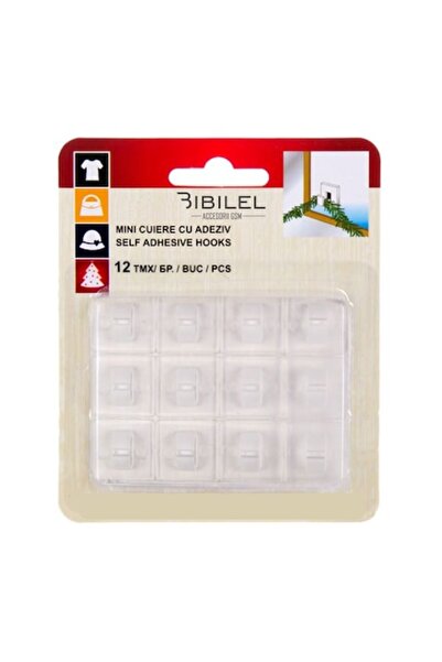 Bibilel Set of 12 adhesive cable clips for organizing cables (up to 7 mm), plastic, transparent