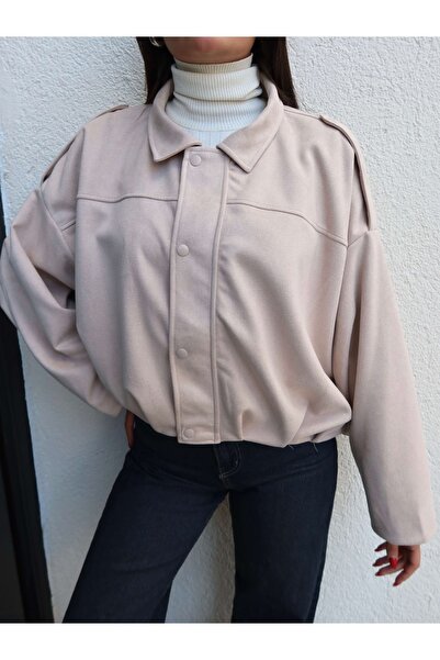 ESRAHELVACI Suede Bomber Jacket with Epaulettes