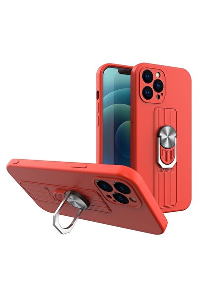 Bibilel Protective Case for iPhone 13 Pro, Minimalist Kickstand, Red