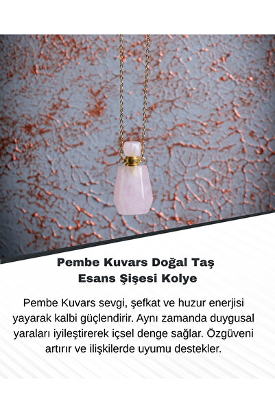 Saff Doğal Taş قلادة زجاجة من الكوارتز الوردي من الحجر الطبيعي