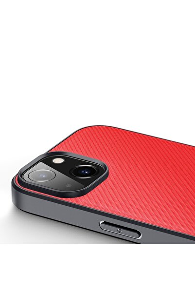 SOHO Case compatible with iPhone 14 Plus, Carbon Design bumper, Red