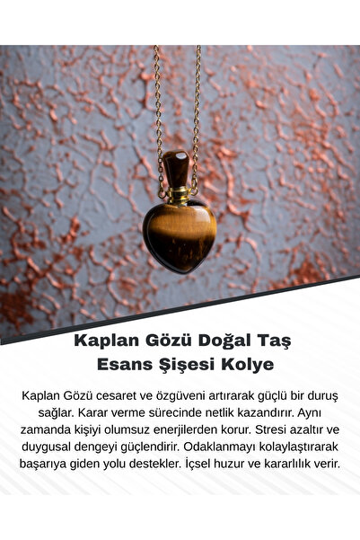 Saff Doğal Taş قلادة زجاجة من حجر عين النمر الطبيعي