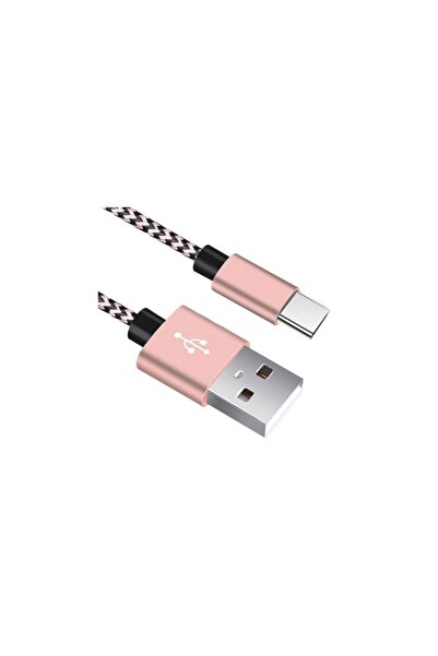 SOHO Cablu de încărcare USB 3.1 tip C, lungime 3 m, ranforsat, roz cu negru