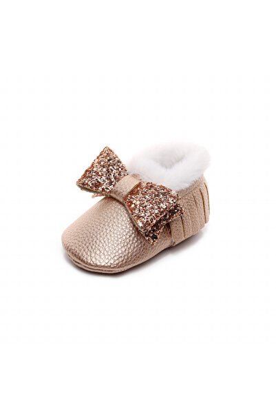 Superbaby Golden fur-lined shoes - Shine