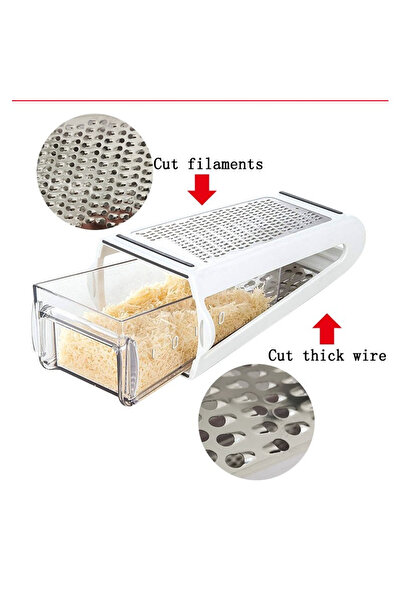 Flippy Kitchen grater with Flippy collection box, two types of blades, stainless steel and ABS housing, design