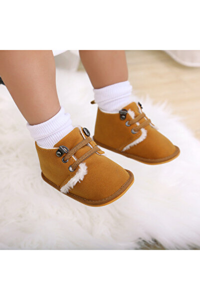Bebelul Light brown fur-lined ankle boots with laces