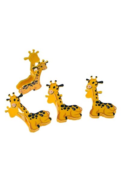 OEM Set 4 carlige pentru carucior bebelusi, design girafa, 7 cm