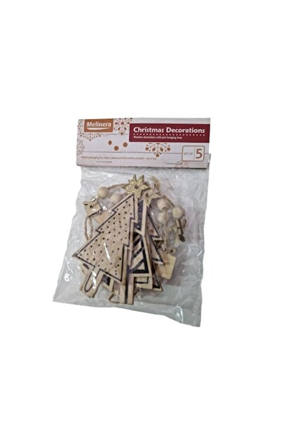 Bibilel Set de 5 decorațiuni din lemn pentru bradul de Crăciun