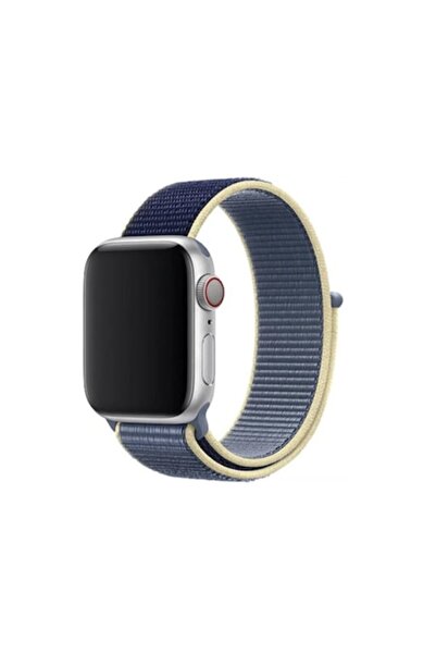 Bibilel Strap for Apple Watch, 42-44mm, Textile, Blue-Yellow
