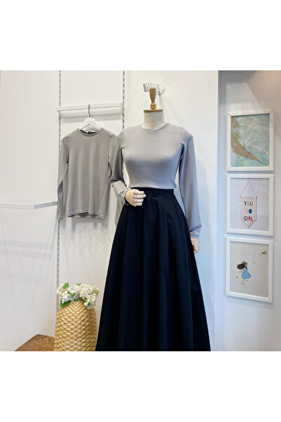 Faya Boutique Gri Basic Penye Bluz