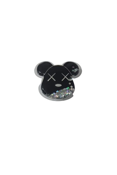 SOHO Phone or Tablet Stand, Popsocket Liquid Glitter Bear Shape, Black