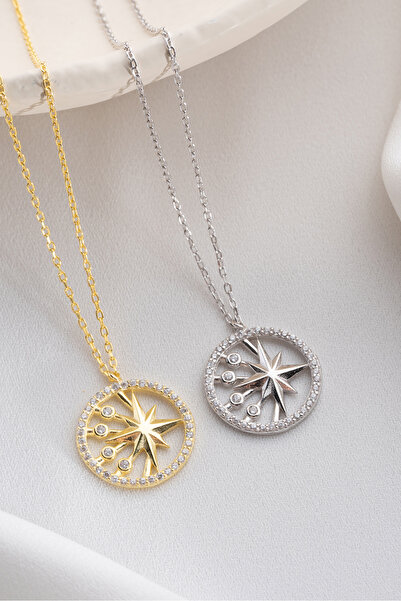 Two Arts Jewelry 925 Ayar Gümüş Kuzey Yıldızı Zirkon Taşlı Kolye – Zirkon Taşlı – Kadın