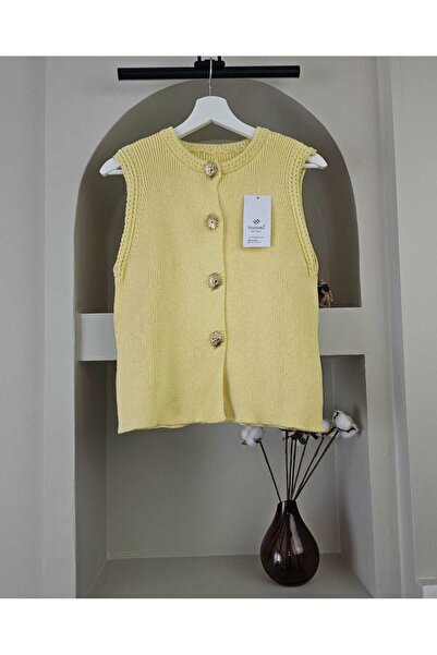 Telablanka سترة تريكو بأزرار ذهبية_أصفر